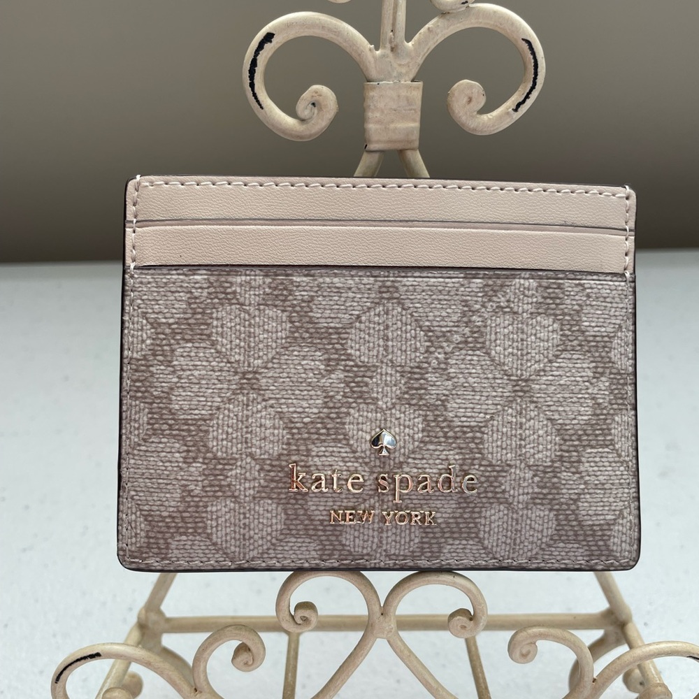 Kate Spade Beige and Brown Floral Card Holder